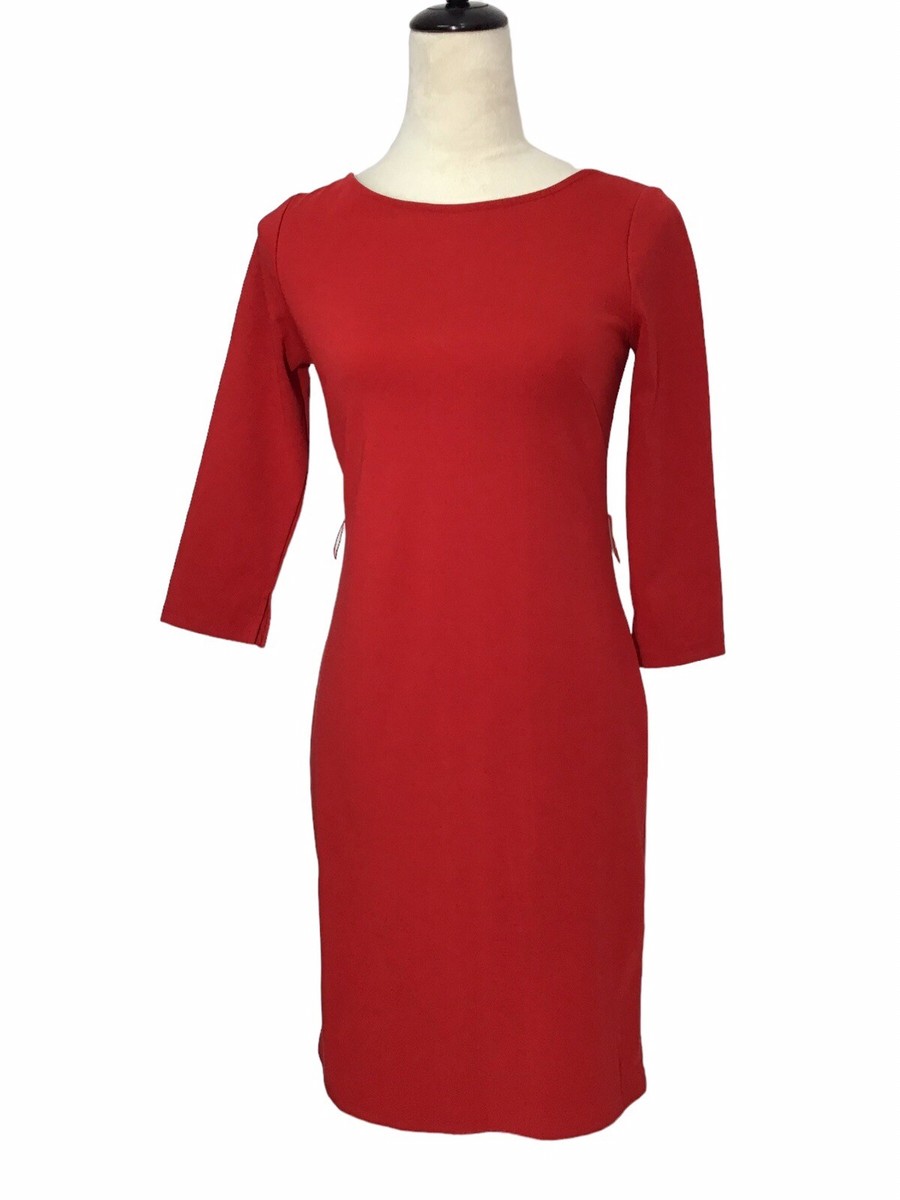 White House Black Market Red 3/4 Sleeve Bodycon Sheath Dress