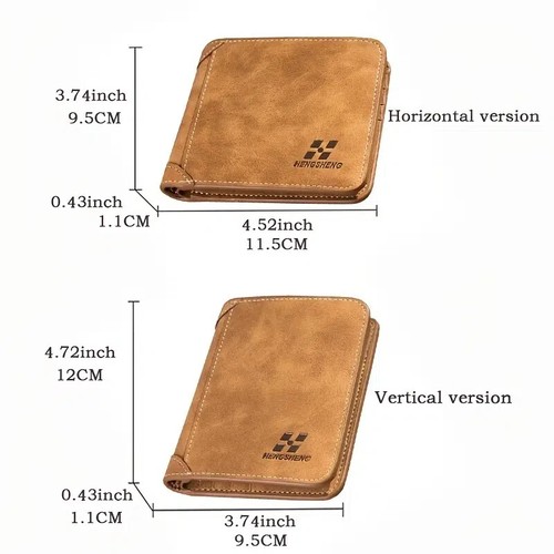 Men's Wallet Leather Card Holder Wallet New Retro Style Leather Credit Card/ID - Afbeelding 1 van 8