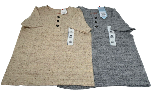 2 Pk Cat & Jack Boys' t-shirt short sleeves 5T off white- 3 Front Button Placket - Picture 8 of 9