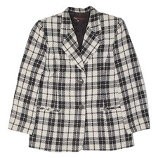 Venice Womens Blazer Coat Grey Wool Check L
