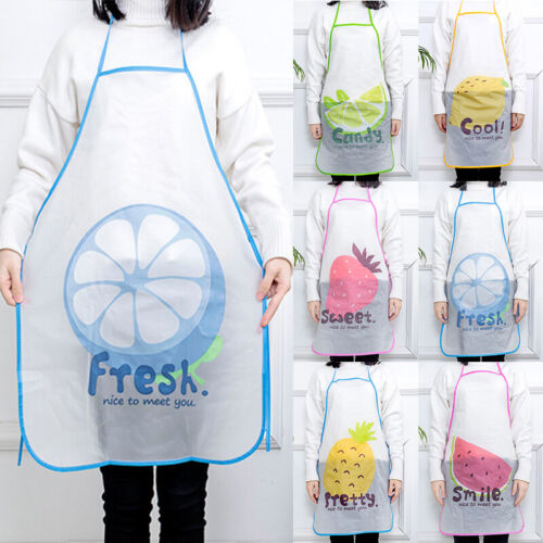 Kitchen Waterproof Apron Semi Transparen Cartoon Fruit Home Anti-oil Practical - Picture 1 of 15