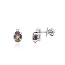 Jewelry White Gold Earrings 18K Diamond Black Sapphire Authentic Retro Vintage 