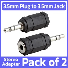 2 Pack 3.5mm Male Plug to 3.5mm Female Jack Stereo Audio Adapter AUX Port-Saver