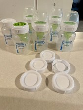 Lot of 6 Wide Dr. Brown  s Baby Bottles 5oz Level 1 Nipples Anti Colic