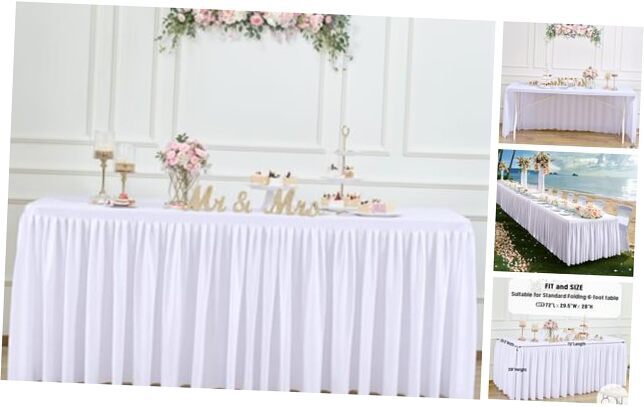 Table Cloths for 6 foot Rectangle Tables Fitted Open Back Stretch 6ft White
