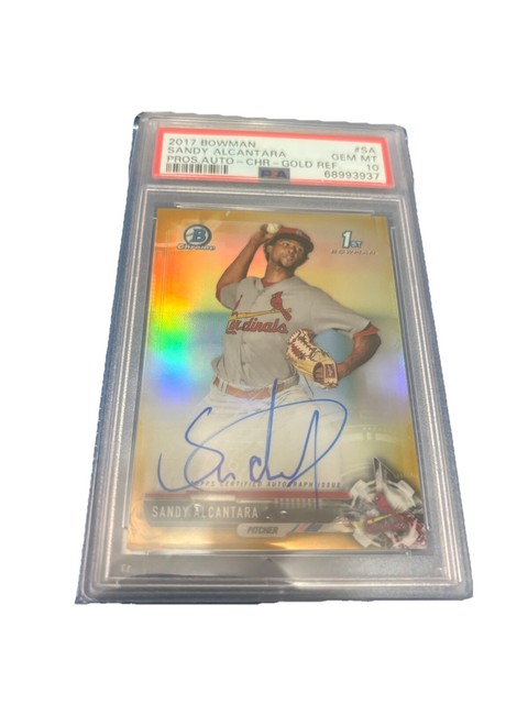 2017 Bowman Chrome Sandy Alcantara Rookie 1st Auto Gold Refractor 2/50 PSA 10