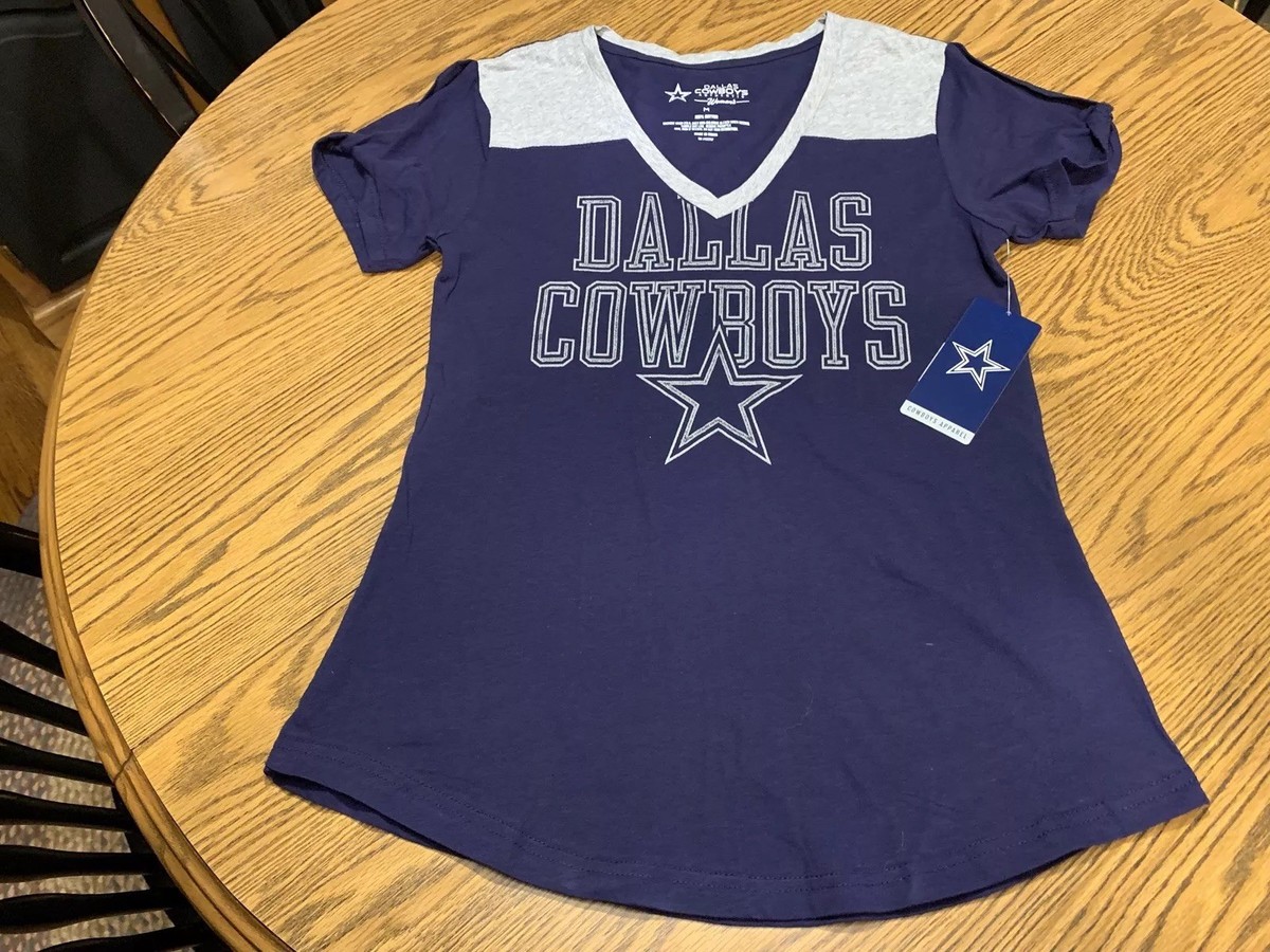 Dallas Cowboys NFL Women's Cold Shoulder Short Sleeve Shirt, Size