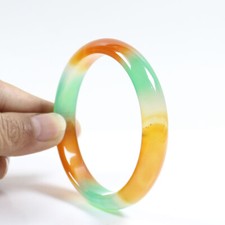 68mm Certified Natural Agate Chalcedony Multi-color Jade Bracelet Bangle a7675