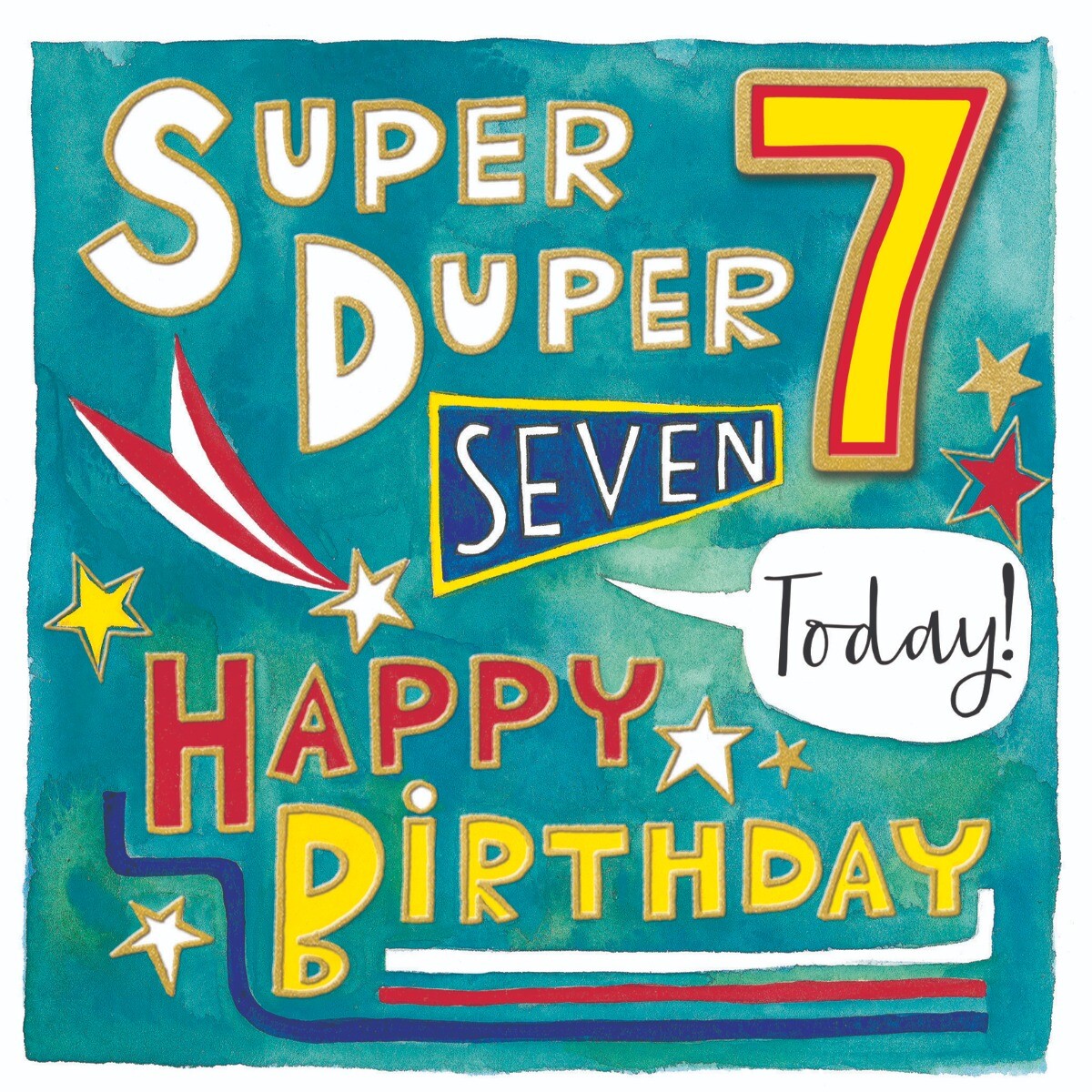 Super Duper 7 Happy 7th Birthday Card – Children's Greeting Card Made in the UK