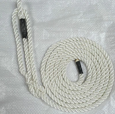 ROPESERVICES UK New 8mm x 3 Strand White Nylon sheep halter, show halter,7 ft finished,
