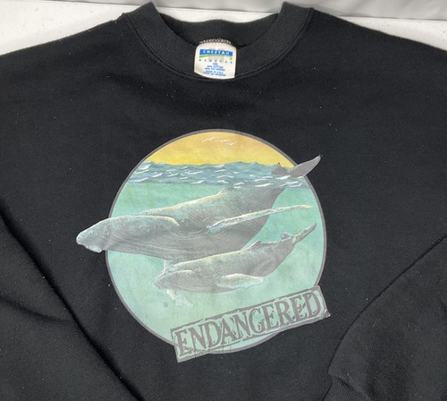 Vintage Cheetah Mervyns Sweatshirt PH Endangered Whales Pullover 90s Men 2XL USA - Picture 2 of 11