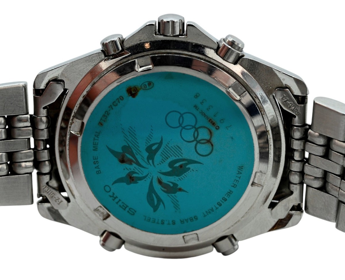 オッシー様　2-17,4-37,7-98 Rare 1998 Men's Seiko Chronograph Alarm Yellow Nagono Olympics