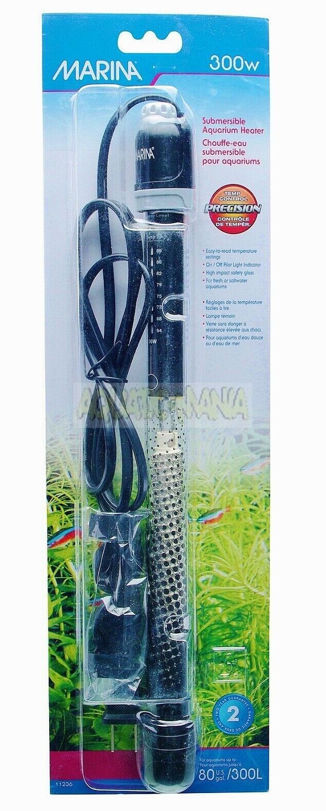 MARINA 300watt SUBMERSIBLE HEATER AQUARIUM TROPICAL FRESH or MARINE 11236
