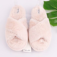 Splendid Womens Slide Slippers Size 8 - 10 Pink Sherpa Fuzzy Casual House Shoes