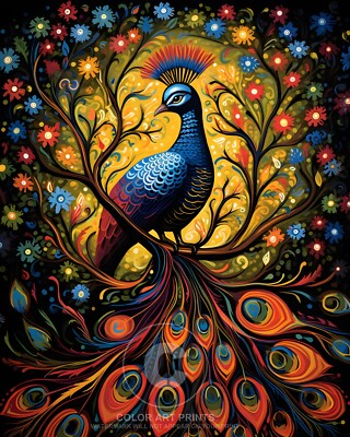 Peacock Beautiful Abstract Peafowl Giclée Art Print Home Décor Wall Art 8X10