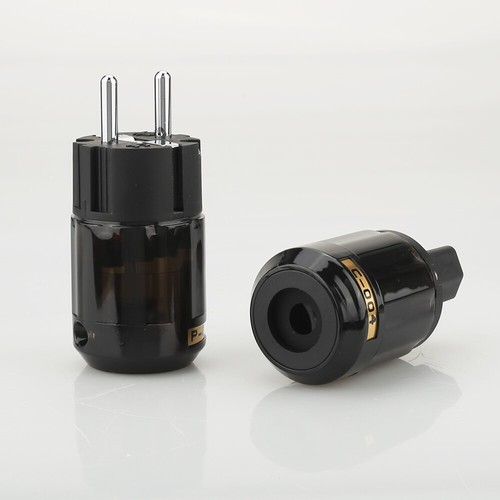 Spina di alimentazione placcata al rodio versione UE e connettore IEC C-004 per cavo Hi-Fi fai da te - Foto 4 di 6