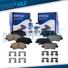 Front Rear Ceramic Pads w/Hardware Kit for 2012 - 2017 Hyundai Accent Kia Rio