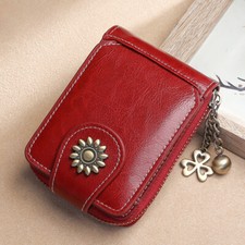 New Retro Cosmetic Bag Lipstick Makeup Mirror Storage Case Portable Cow Leather