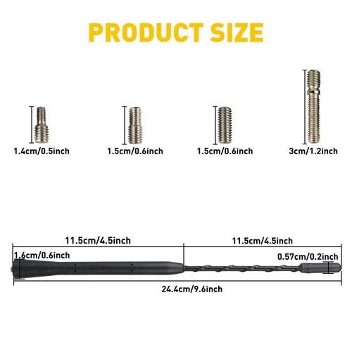 Mástil de antena de aluminio negro corto de 9" AM/FM para TOYOTA TACOMA 1995-2016 envío gratuito - Imagen 2 de 10