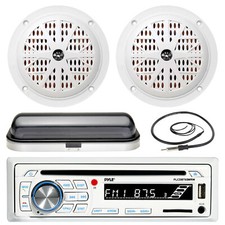 Pyle PLCDBT65 Bluetooth USB Radio, Marine 6.5" Speakers, Antenna, Radio Cover