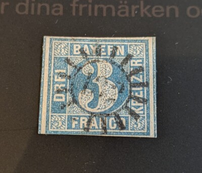 Bayern  3 Kreuzer blau (Mi.-Nr. 2I), Pracht, gepr. Brettl, gMR ''132'', Höchstadt