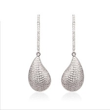 All AAA Cubic Zirconia CZ Pierced Earrings Wedding Queen Prom Princess  4cm Long