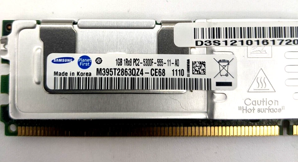 Lote de 4 Memorias de Servidor SAMSUNG 1GB PC2-5300F M395T2863QZ4-CE68 Foto 2 de 3