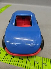 Vintage American Plastic Toys Inc. Blue & Red Car 8.5" x 6" x 5"