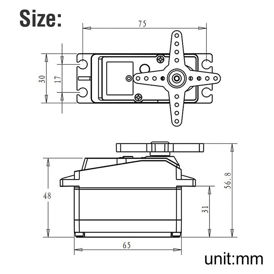 60KG Digital Servo Metal Gear Großes Drehmoment für 1/5 Redcat HPI Baja RC Car - Bild 4 von 4