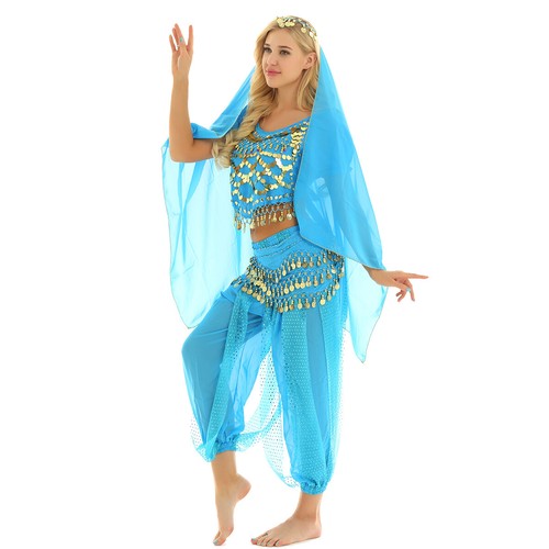 Damen Tanzbekleidung Laterne Kostüm Harem Outfit Cosplay Tanz Schal Bauch Sets - Bild 77 von 139