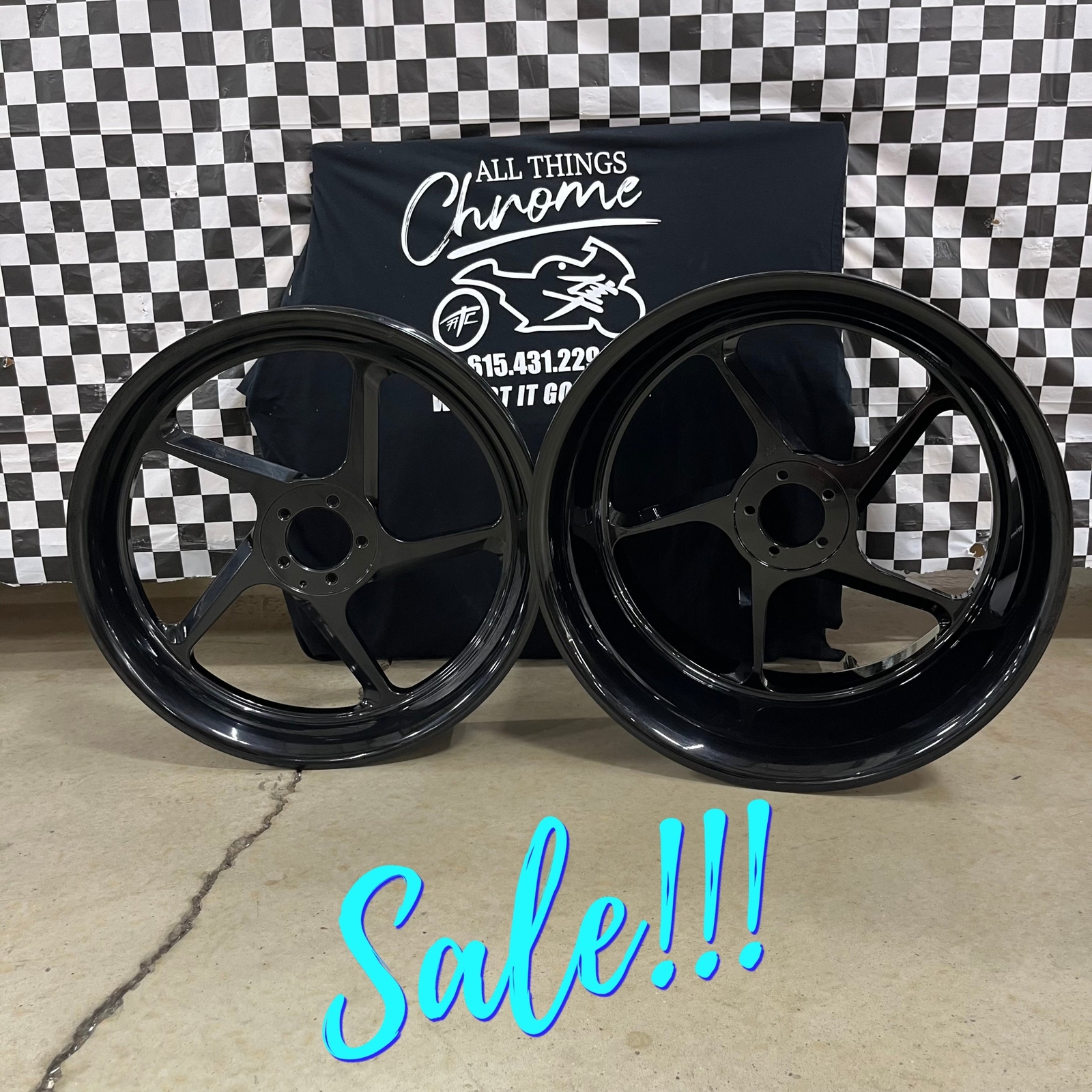 CLEARANCE! 300 FAT TIRE SOLID BLACK JEDI WHEELS 99-24 SUZUKI HAYABUSA