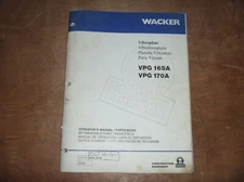 Wacker VPG 170A Vibroplate Owner Operator Maintenance Parts Catalog Manual 8038