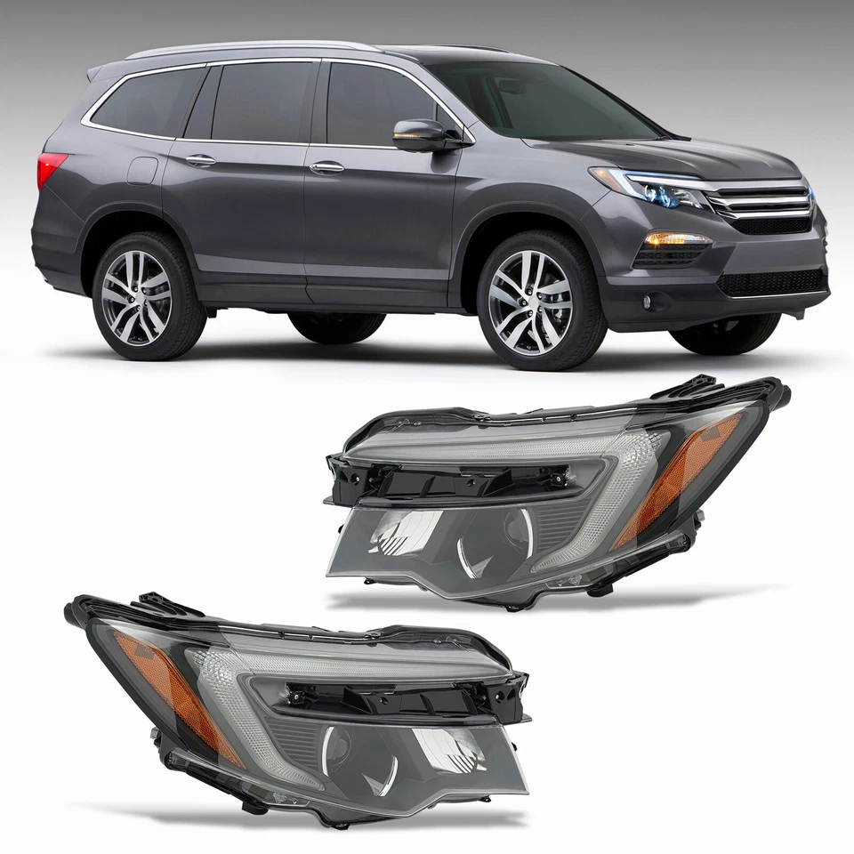 For 2016-2018 Honda Pilot Headlights 17-20 Ridgeline Halogen Headlamps Pair Set Foto 2 de 4