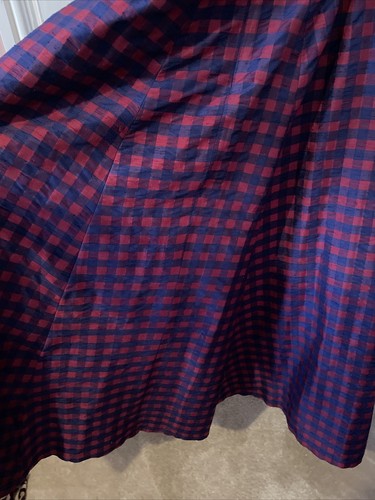 MONSOON TWILIGHT Vintage Red Navy Check 80's Rockabilly Halter Silk Dress 12 - Picture 10 of 10