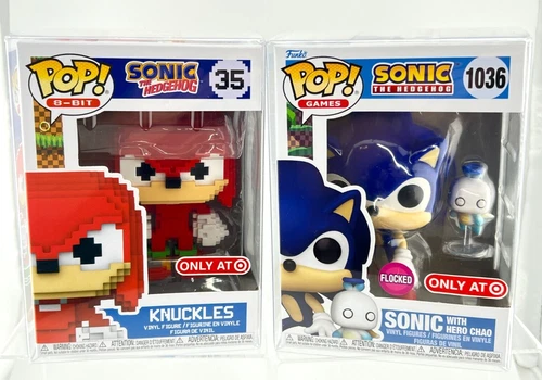 Funko Pop! Sonic The Hedgehog Sonic w/ Hero Chao #1036 & Knuckles #35 Lot of 2