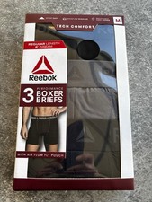 Reebok Tech Comfort Performance M BOXER BRIEFS 3 PAIR NIB Regular Length 6  B60