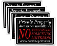 Large Private Property No Trespassing Sign Metal No Soliciting Sign for Home ...
