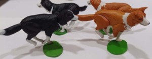 4 Kaiyodo ChocoQ Border Collie figures, Black & White, brown, US seller