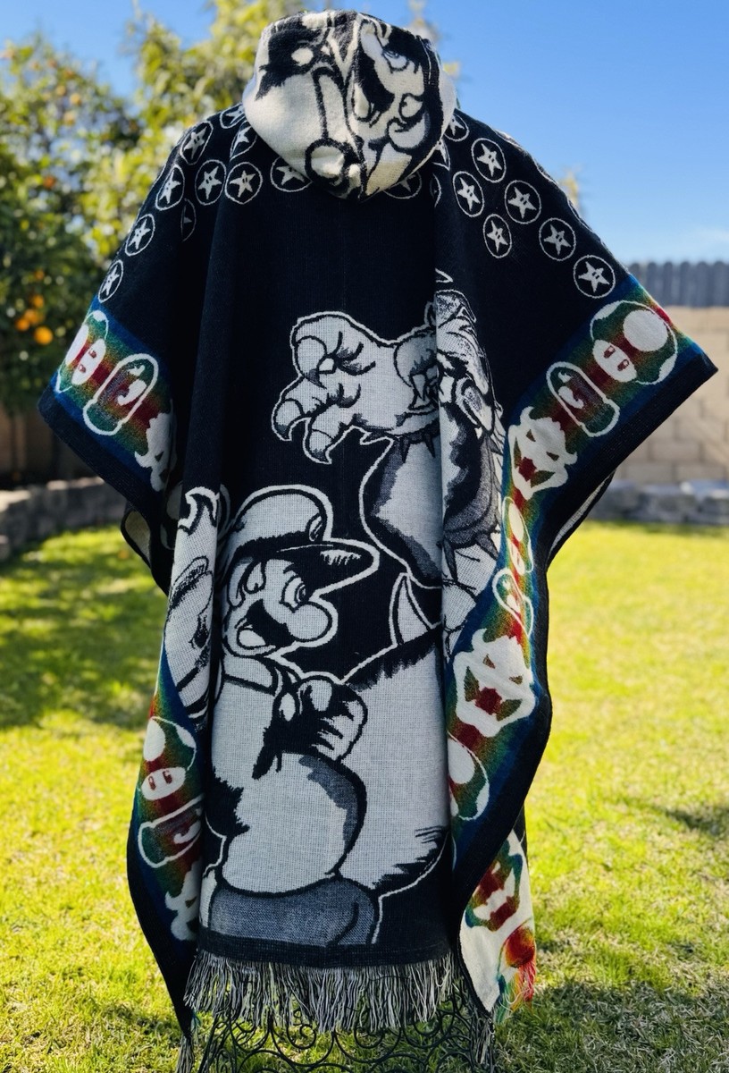 Super Mario Adult Alpaca Poncho,Unisex One Size. Made In Ecuador