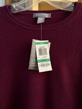 NWT CHARTER CLUB BLACK CHERRY CASHMERE PULLOVER SWEATER TOP SIZE LARGE