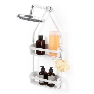 Umbra Flex Hanging Shower Caddy with 2 Shelves, Bathtub 2 shelves, White