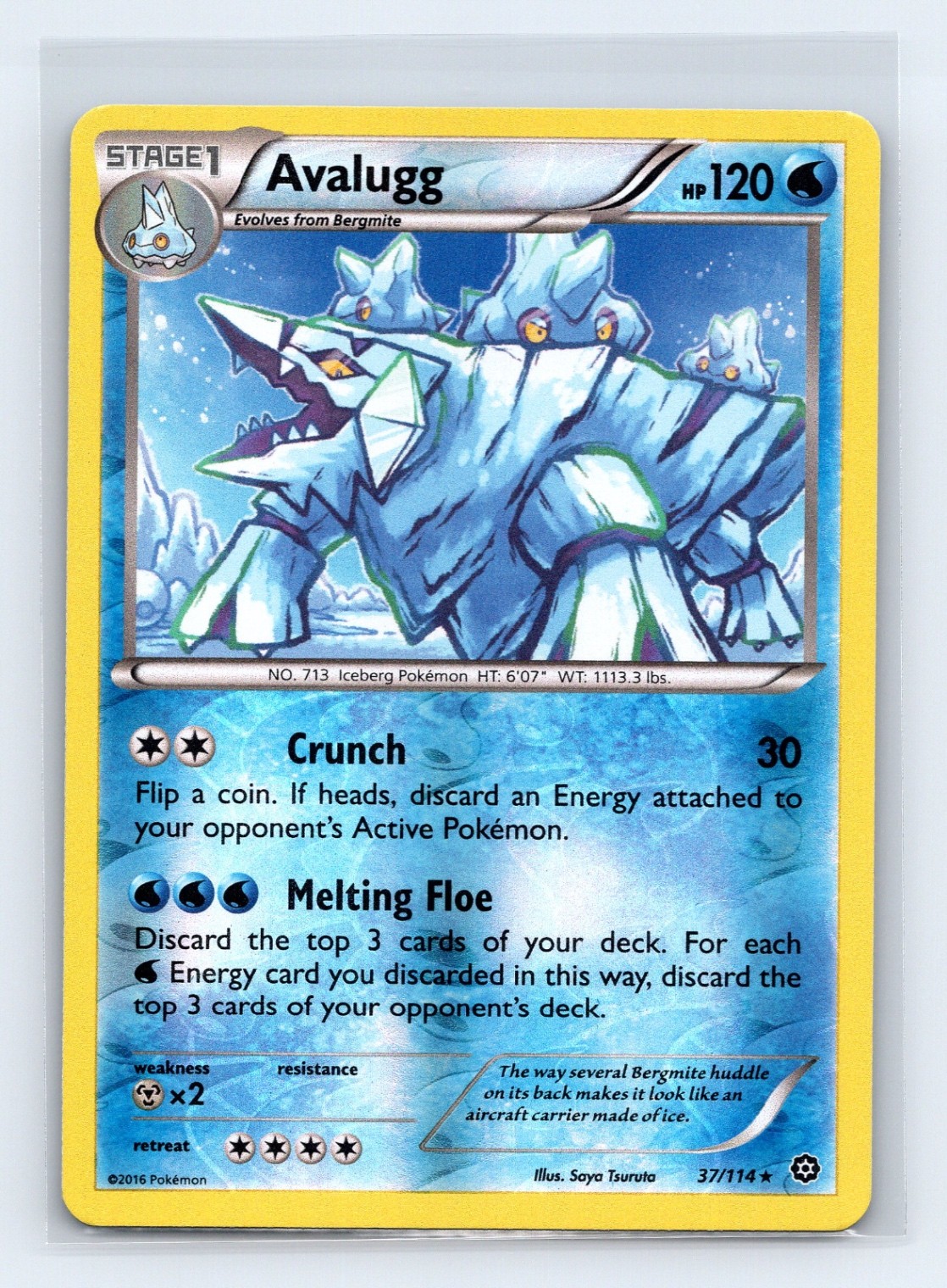 Avalugg Rare Reverse Holo XY - Steam Siege 37/114 LP
