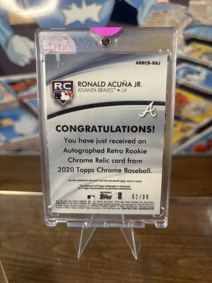 2020 Topps Chrome - Retro Rookie Relics Ronald Acuña Jr. Auto /99 Game Used! - Image 2 of 2
