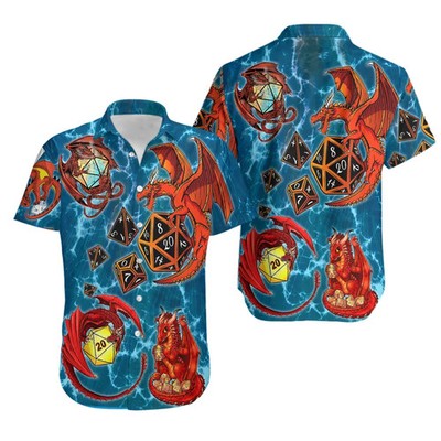 Tabletop RPG Fantasy Dice Hawaiian Shirt Nerd Gamer Summer Vacation Gift