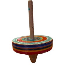 Vintage Wood Top Colorful Strips 2 Tall