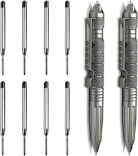 2 Pack Tungsten Steel Military Tactical Pen Set, Multifunctional EDC Self Defens