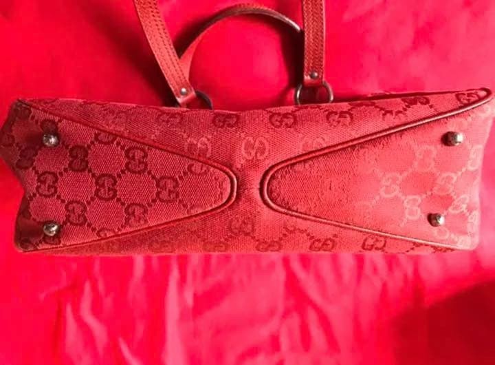 GUCCI GG Print Red Leather Tote Bag Authentic Vintage thumbnail 2