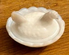 Milk glass Vintage chicken dish covered candy dish nesting hen