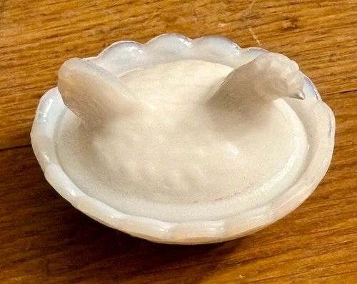 Milk glass Vintage chicken dish covered candy dish nesting hen