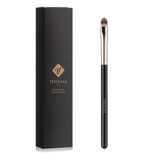 TEOYALL Flat Rounded Concealer Brush, Soft Dense Synthetic Bristles Black 